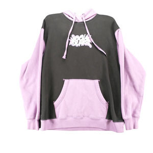 Social Tourist Women's Hoodie Black Purple XS Pullover Long Sleeve Oversized